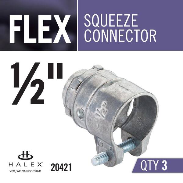 Set of 10 1/2" 90 Degree Squeeze Connector for Flexible Metal Conduit 