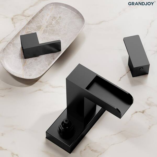 GRANDJOY Open Trough Waterfall 4 in. Centerset Double Handle