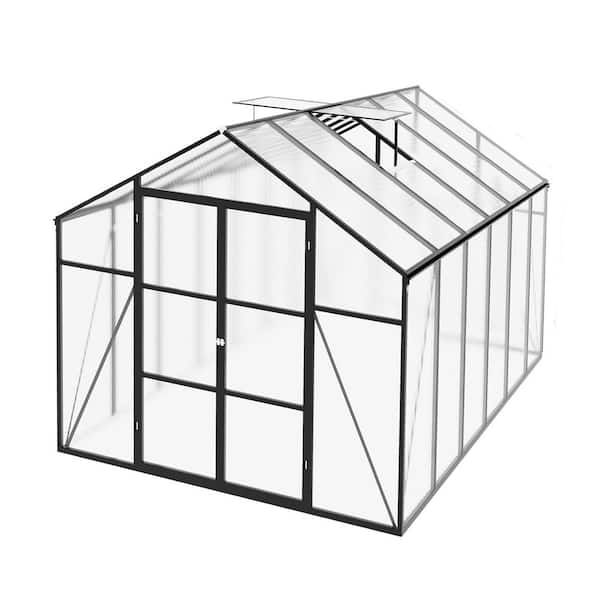 8 x 12 ft. Walk-In Greenhouse with Aluminum Frame, 4mm Polycarbonate Panels, Raised Base, UV Protection
