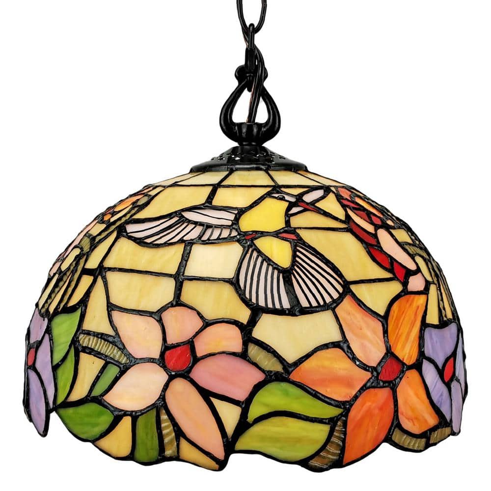 Amora Lighting Multi-Color Hanging Lamp with Stained Glass Lamp Shade AM1082HL12B - The Home Depot