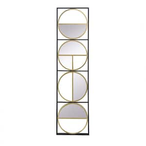 12.20 in. W x 47.20 in. H Eclectic Styling Metal Beaded Black Wall Mirror in Gold