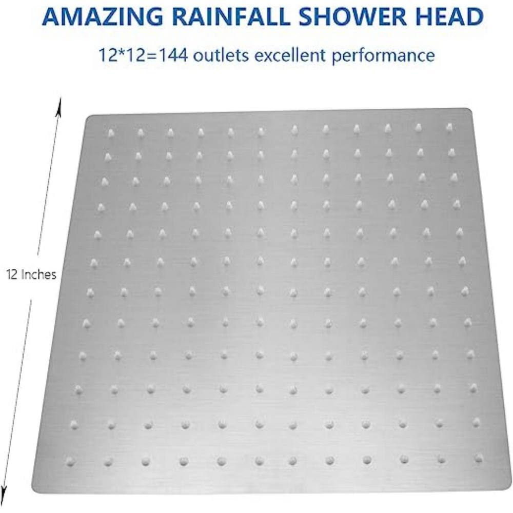 12-Inch Brushed Nickel Square Rainfall Shower Head