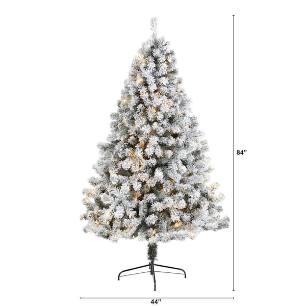 Nearly Natural ft. Pre-Lit Flocked West Virginia Fir Artificial Christmas  Tree with 350 Clear LED Lights T1741 The Home Depot