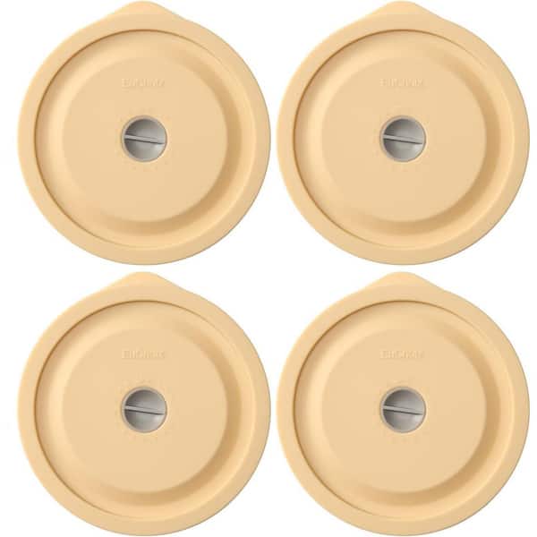 4-Piece Silicone Leak Proof Date Mark Storage Lid Set for 6 in. Glass Bowl Airtight Freezer Microwave Safe