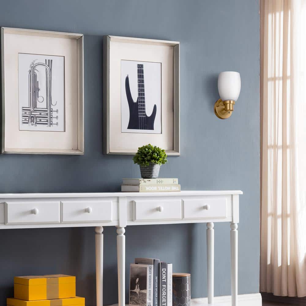 Satin Gold Lydia 9.75" Dimmable Frosted Glass Wall Light
