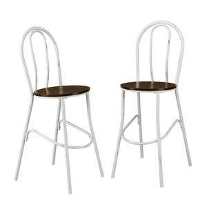 Saturno 30 in. Antique White Wood Seat Stool (Set of 2)