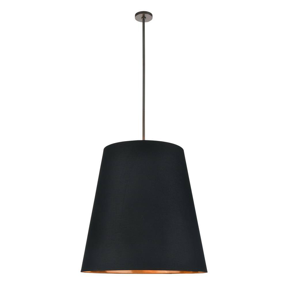 Calor 30 in. 3-Light 60-Watt Black Linen with Gold Parchment/Urban Bronze P