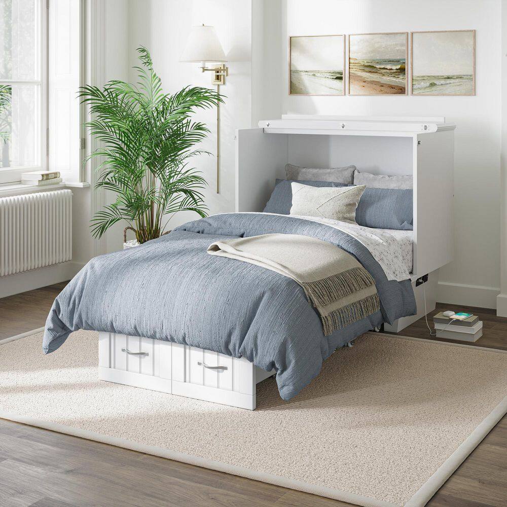 Nantucket White Twin Murphy Bed Chest with Storage Drawers
