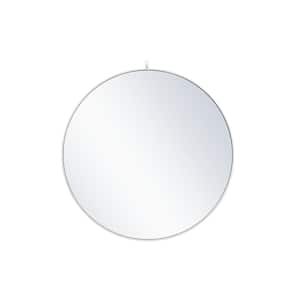 Timeless Home 42 in. W x 42 in. H Midcentury Modern Metal Framed Round White Mirror