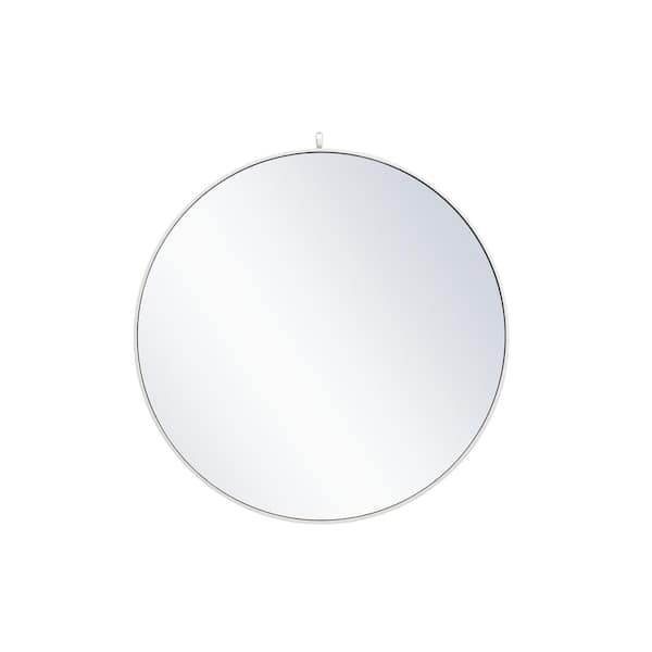 Unbranded Timeless Home 42 in. W x 42 in. H Midcentury Modern Metal Framed Round White Mirror