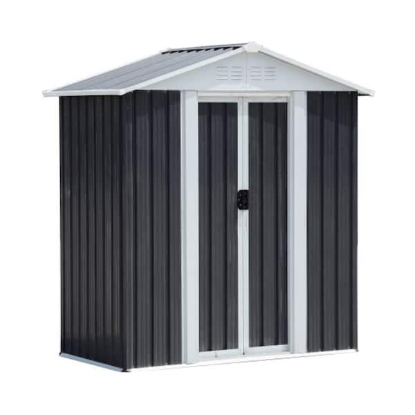 5 ft. W x 3 ft. D Outdoor Metal Storage Shed with Floor Base Gray