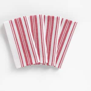 Farmhouse Living Homestead Stripe 20 in. x 20 in. Red/White Napkins (4-Pack)