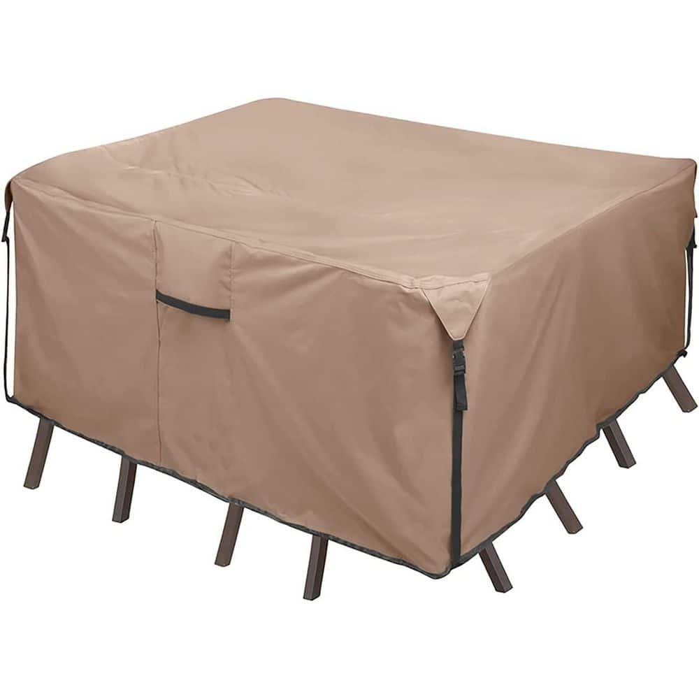 54 in. Brown Square Utility Patio Heavy-Duty Canvas Waterproof Plain ...