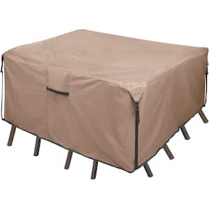 54 in. Brown Square Utility Patio Heavy-Duty Canvas Waterproof Plain Furniture Cover