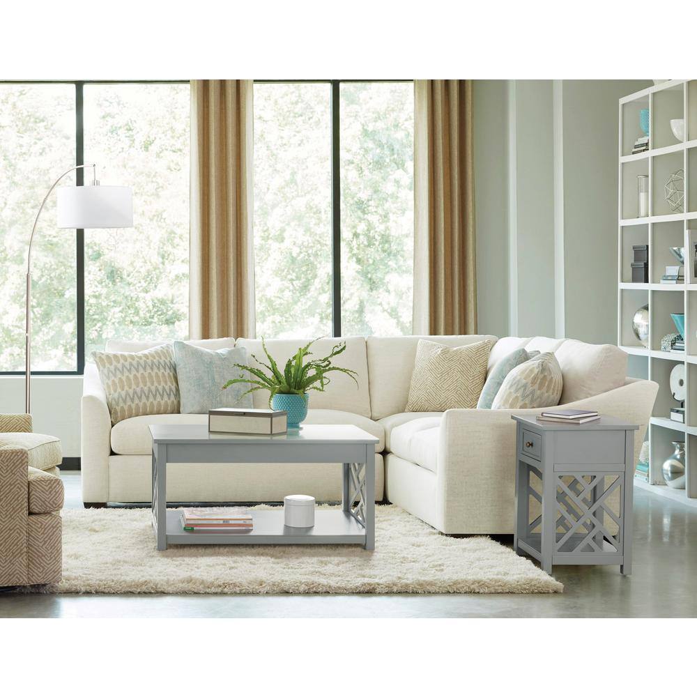 Gray Rectangular Wood Coffee Table with Storage