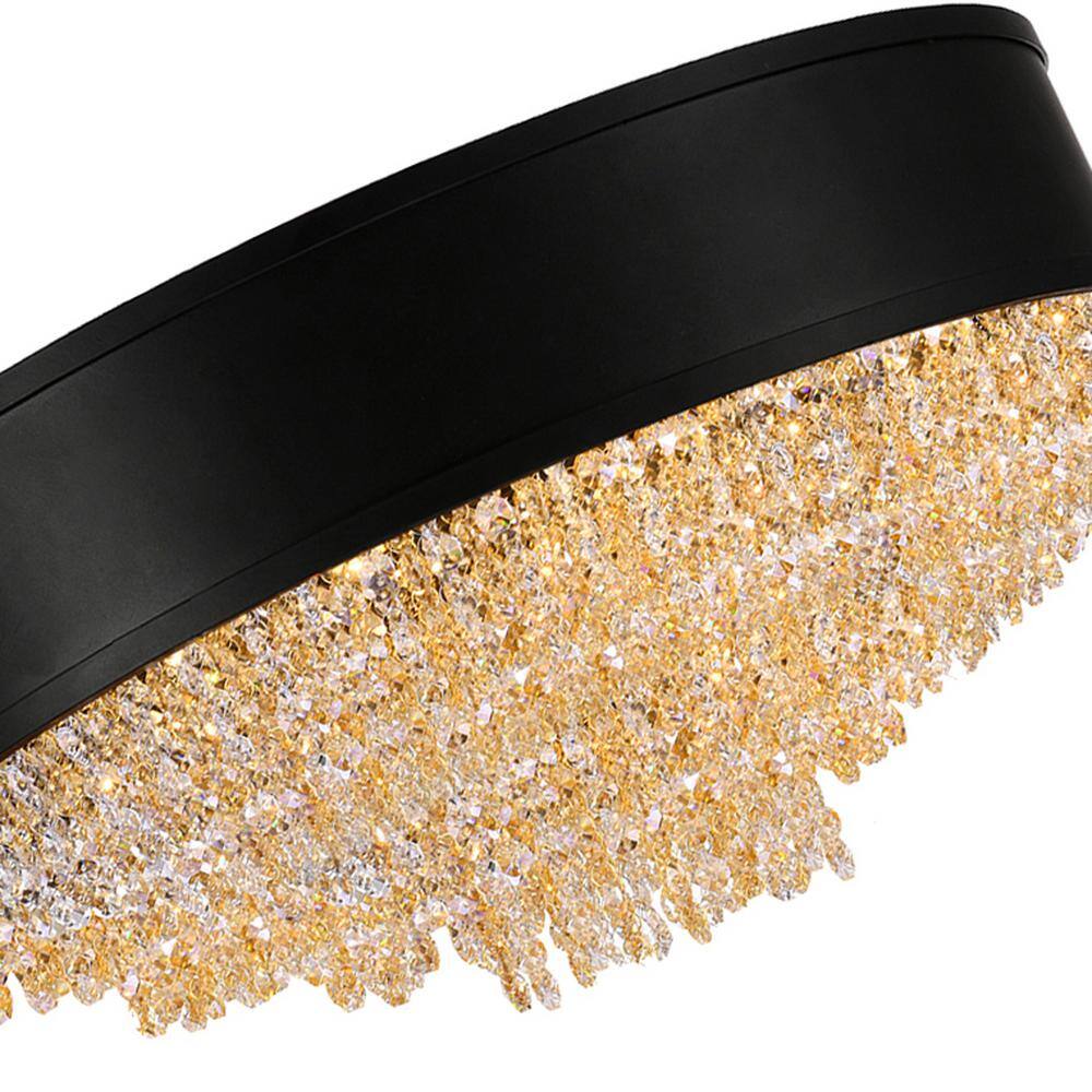 Medina Elegance 16" Crystal Black Drum LED Flush Mount