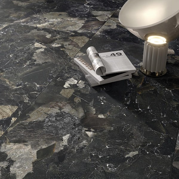 Italian Ambience Terrazzo Black 24 in. x 24 in. x 8mm Matte Porcelain Floor and Wall Tile(25-Pieces,96.9 sq. ft./Pallet)