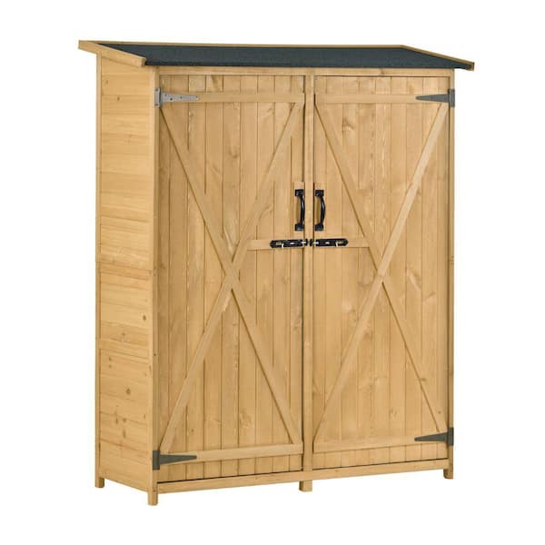 55 in. W x 20 in. D Outdoor Wood Storage Shed 74 sq. ft. with Double Lockable Door Tool Organizer Garden Storage Cabinet