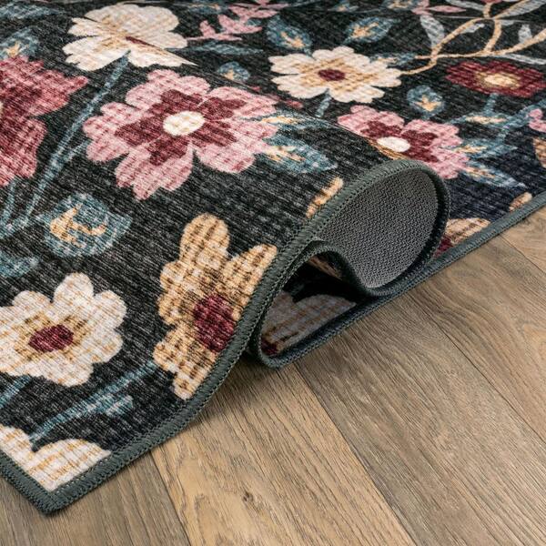 Ditsy Floral Garden Machine Washable Polyester Non-Slip Backing 2 ft. x 6 ft. Multi Area Rug