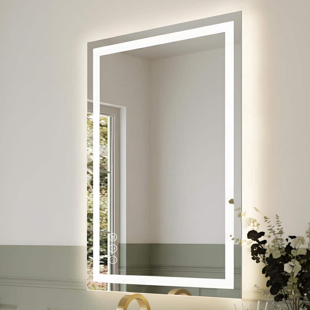 20 in. W x 28 in. H Rectangular Frameless LED Light with 3-Color and Anti-Fog Wall Mounted Bathroom Vanity Mirror price history on PriceWatchPro