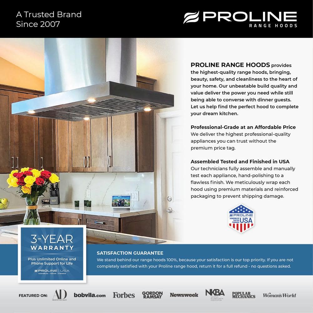 36-Inch Stainless Steel Under Cabinet Range Hood with LED Lights
