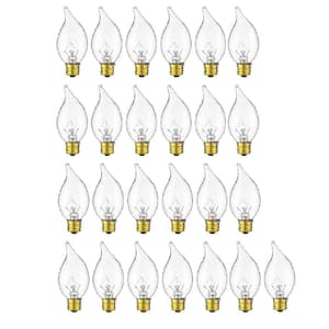 10-Watt E12 CA8 Incandescent Clear Candelabra Base Flame Tip Chandelier Light Bulbs (25-Pack)