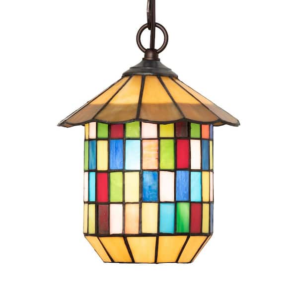 Meyer 17 in 1 Light Mahogany Bronze Dimmable Pendant Light with Stained Glass Lens and No Bulbs Included
