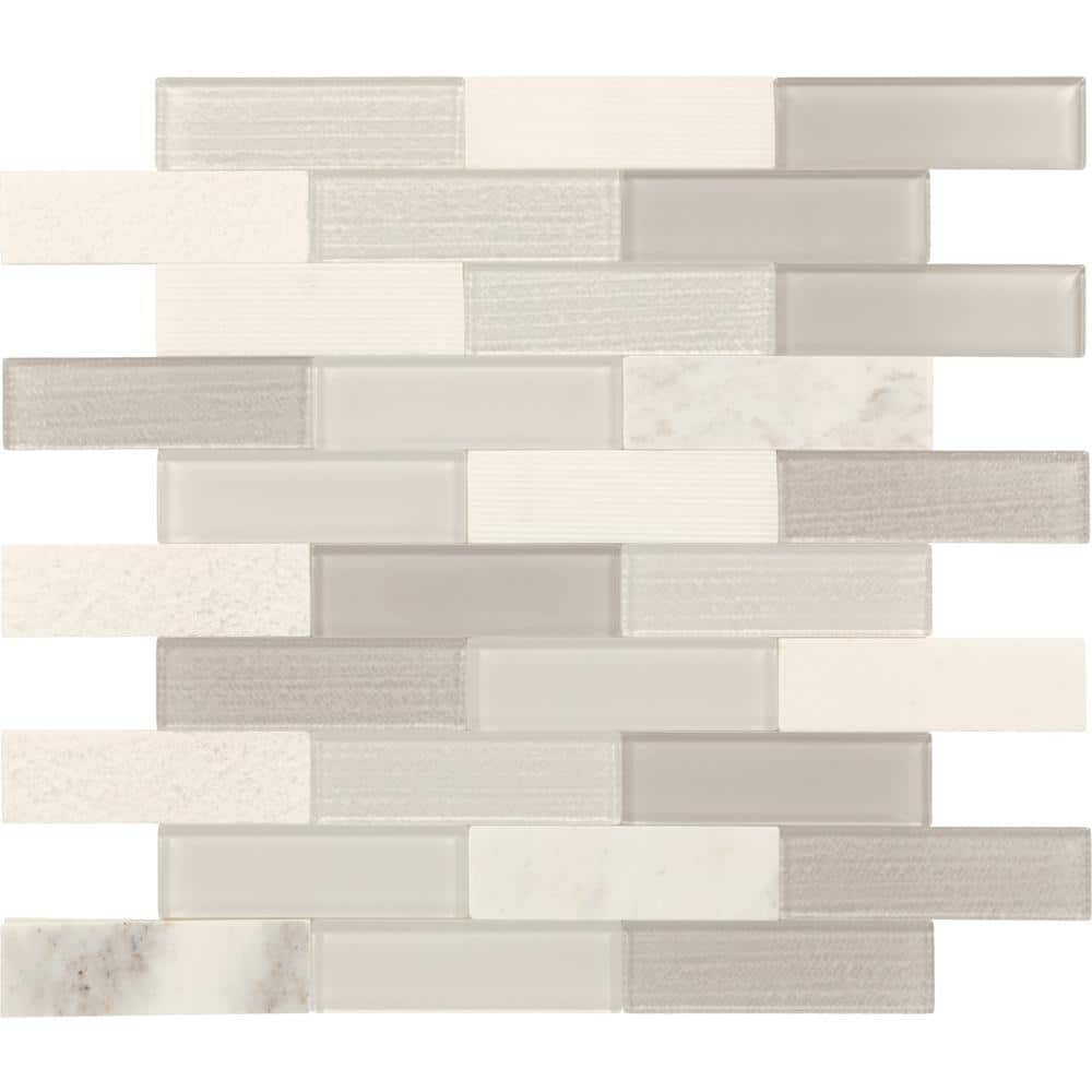 Daphne White Glass and Marble Peel and Stick Mosaic Tile