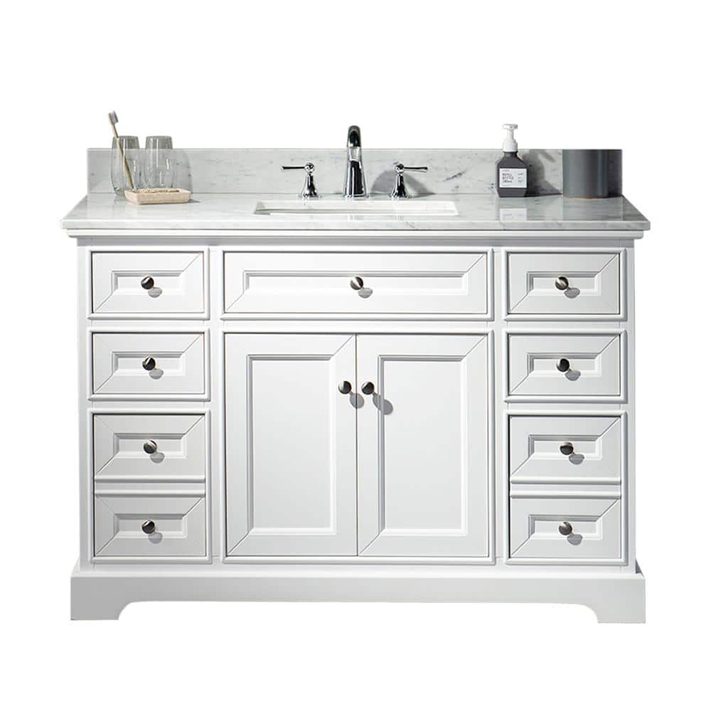 WOODBRIDGE London 49 in.W x 22 in.D x 38 in.H Bath Vanity in White with