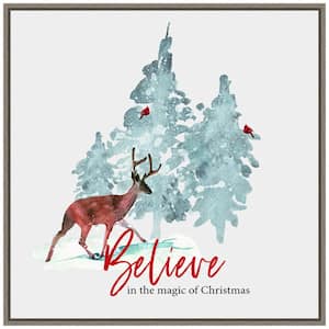 22 in. Believe in Christmas Holiday Framed Canvas Box Wall Art