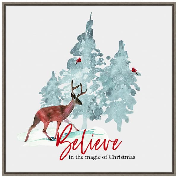 Amanti Art 22 in. Believe in Christmas Holiday Framed Canvas Box Wall Art