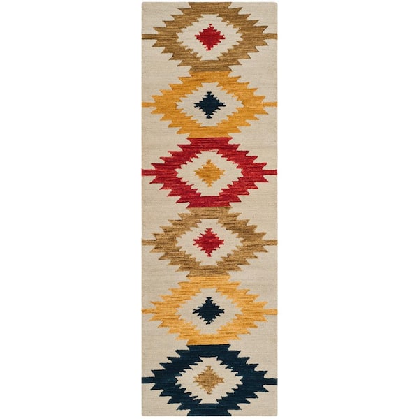 Aspen Ivory/Multi 2 ft. x 5 ft. Bohemian Diamond Runner Rug
