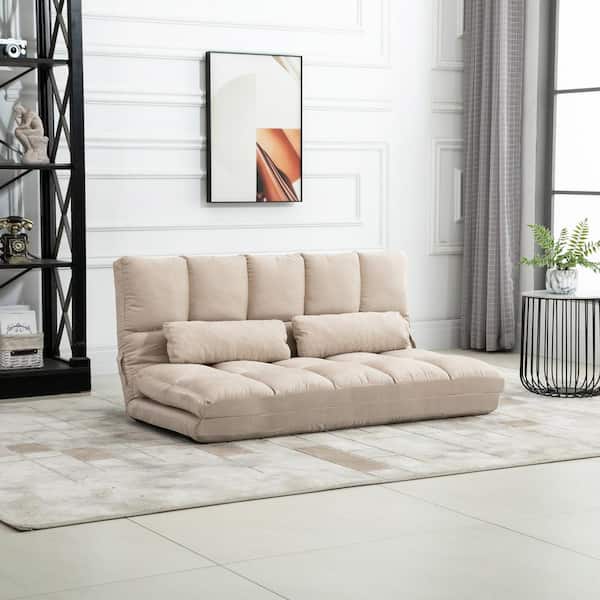 鍔 twin mature HomCom 51.25" Beige Suede Double Floor Sofa Bed with 7-Position Adjustable  Backrest 833-932V80BG - The Home Depot