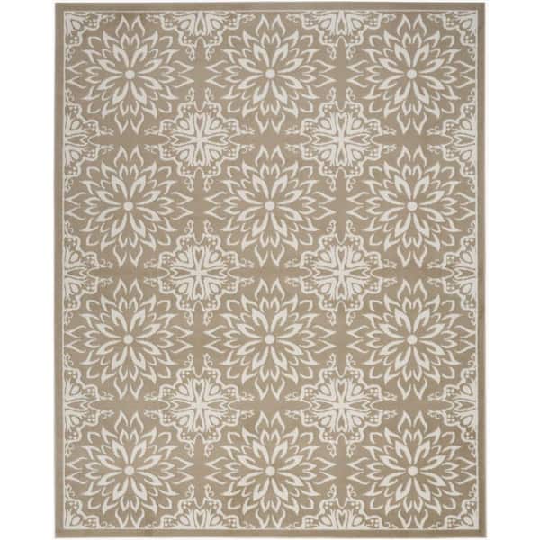 6 ft. x 9 ft. Taupe and Ivory Floral Non Skid Area Rug