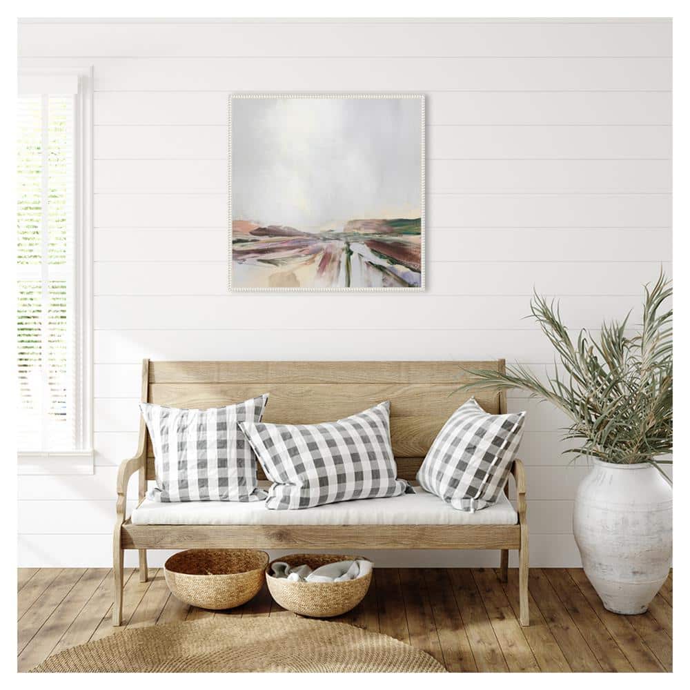 30" x 30" Abstract Landscape Canvas Wall Art with Beaded Frame