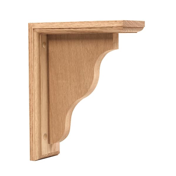 Waddell Two-Way Bracket - 3 in. x 7 in. x 5 in. - Sanded Unfinished Red Oak - Countersunk and Pre-Drilled - DIY Shelving Bracket