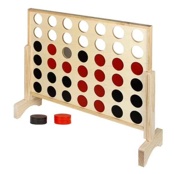 31.5 in. L Quattro 4 in a Row Board Game with Solid Pinewood Frame and 42 Durable Game Discs