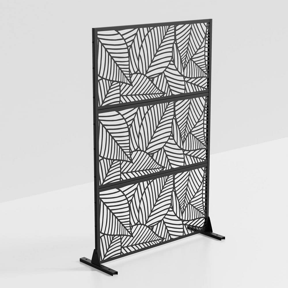 46.8 in. W x 71.37 in. H Leaf Shaped Black Galvanized Sheet Screen Decorative Art Panel price history on PriceWatchPro