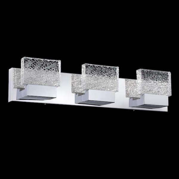 Laplusbelle 24 in. 3-Light Chrome Stainless Steel LED Bathroom