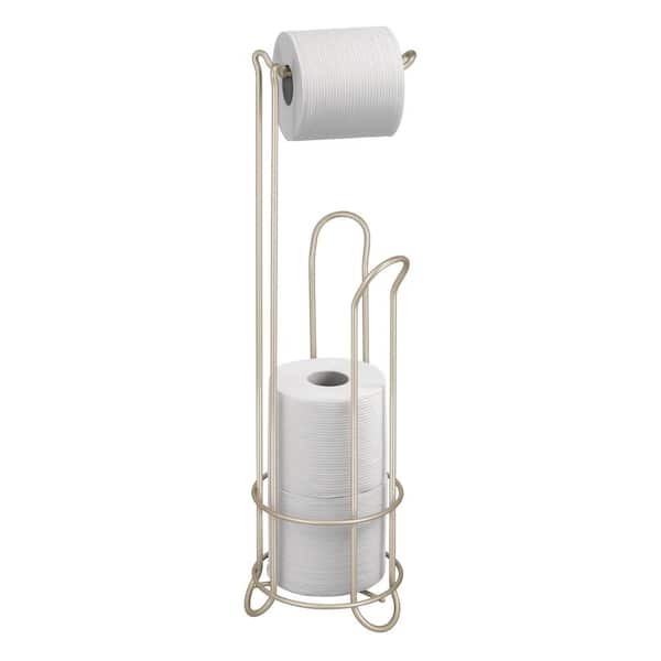 Home Basics Free-Standing Vinyl Coated Steel Dispensing Toilet Paper Holder,  White, BATH ORGANIZATION