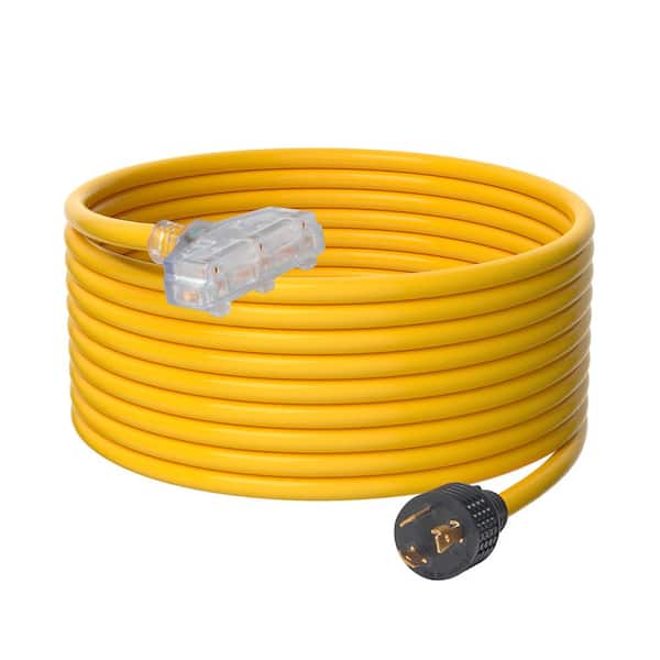 VEVOR 25 ft. 30 Amp 125-Volt Fan-Style Generator Extension Cord (NEMA L5-30P to Three NEMA 5-15R)with Twist Lock Connectors