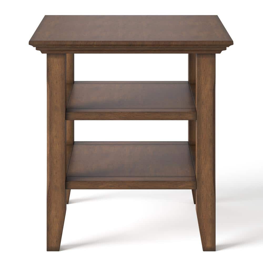 Acadian Rustic Natural Aged Brown Solid Wood Square End Table