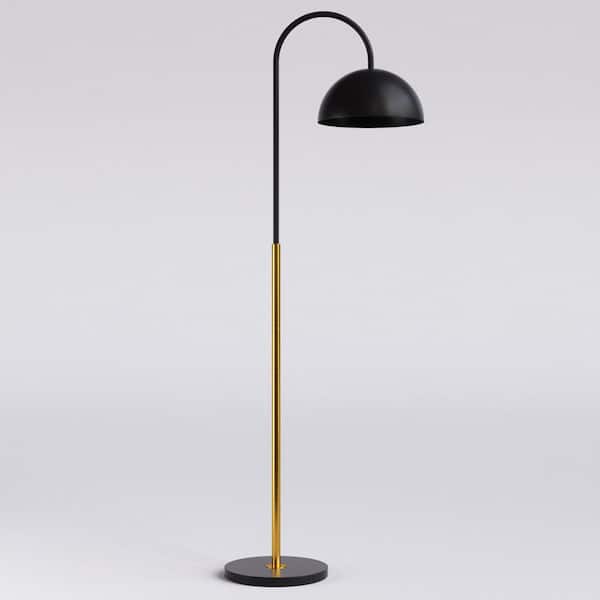 Maxax Caldwell 64 in. Black Marble Standard Floor Lamp with Metal Shade