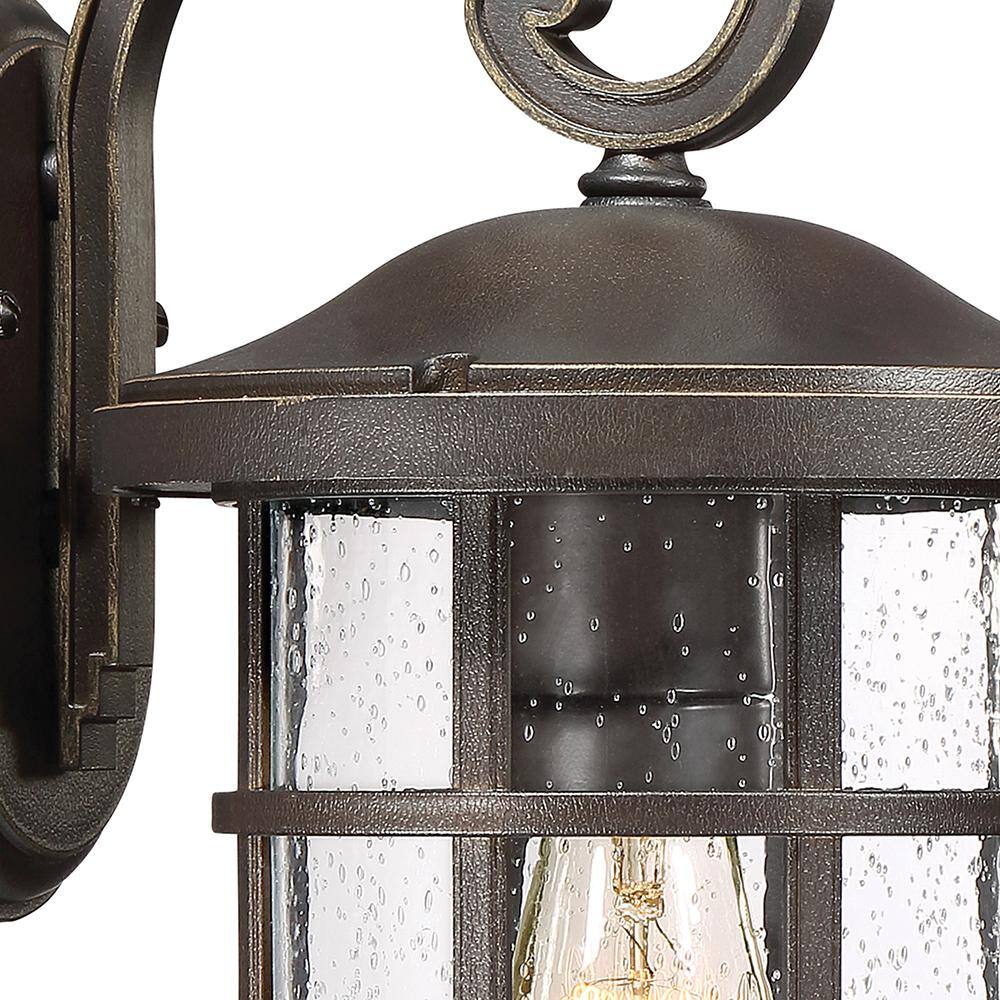 Palladian Bronze 14.25" Outdoor Wall Lantern with Seeded Glass
