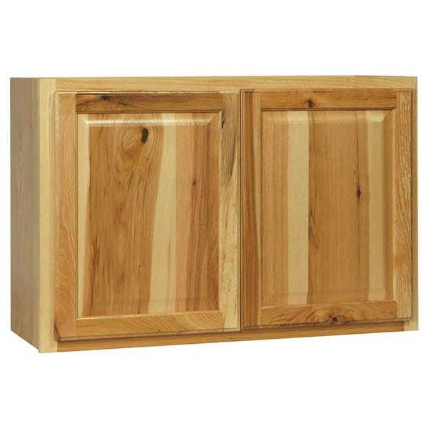 Hampton Bay Hampton 36 In W X 12 In D X 24 In H Assembled Wall   Natural Hickory Hampton Bay Assembled Kitchen Cabinets Kw3624 Nhk 64 600 