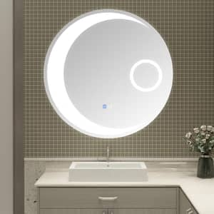 24 in. W x 24 in. H Round Frameless Anti-Fog Wall-Mounted Bathroom Vanity Mirror in Silver