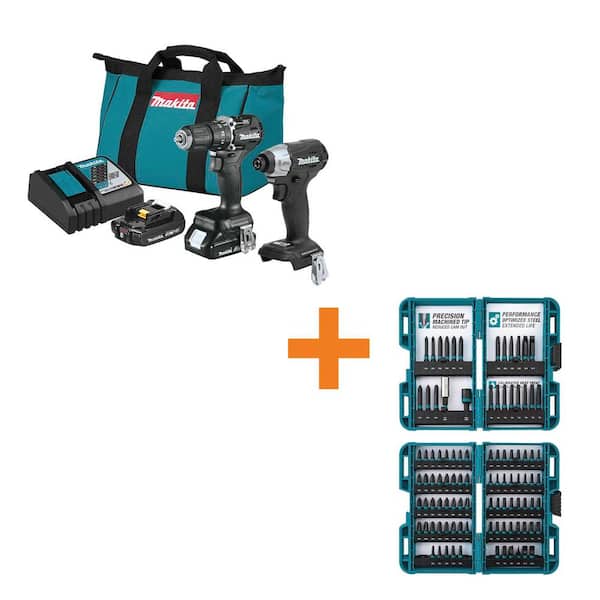 18V LXT Lithium-Ion Sub-Compact Brushless Cordless 2-piece Combo Kit 2.0Ah with ImpactX Driver Bit Set (100-Piece)