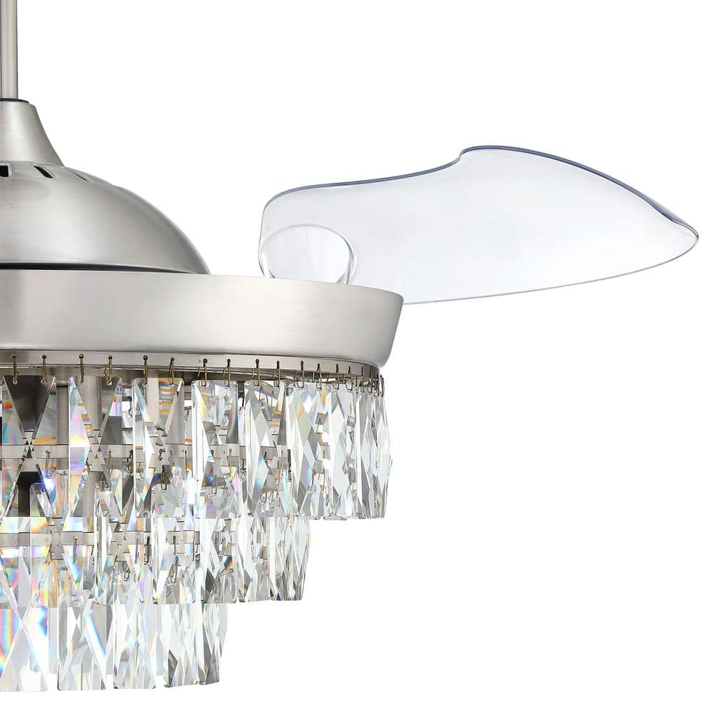 Sofia 42" Brushed Nickel Ceiling Fan with Clear Acrylic Blades and LED Light