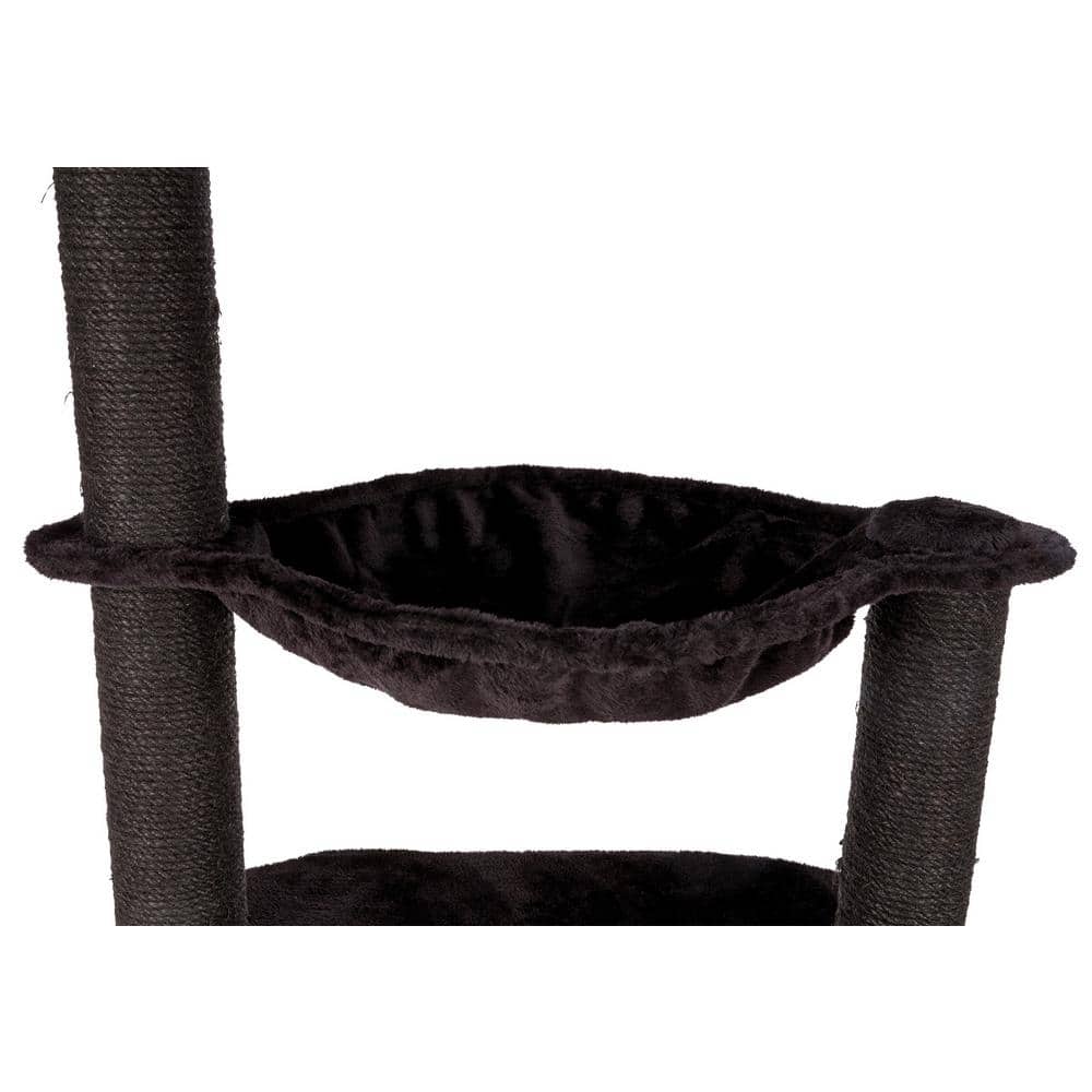 Giada Black Sisal and Plush 44" Cat Tree with Hammock and Condo