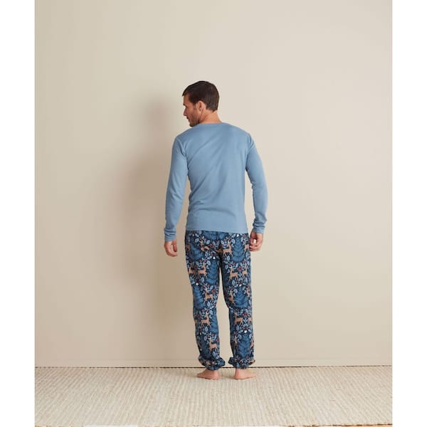 Company Cotton Family Flannel Sleep And Access Men's Extra Large Navy Multi Pajama Set